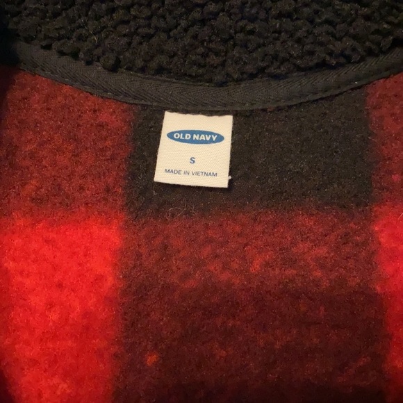 Old Navy woman’s Sherpa 1/2 zip Sweater checked pullover size Small - Picture 3 of 11